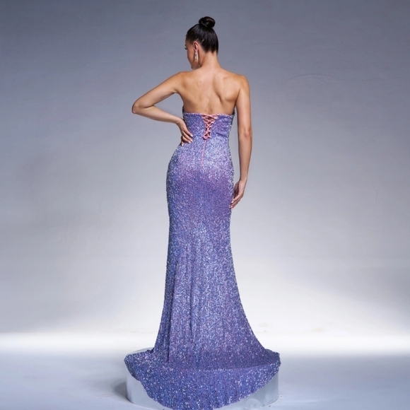 Purple Prom Dress with Elegant Design In Sequins - Picture 9 of 15